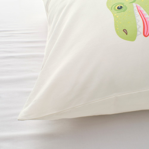 JÄTTELIK Duvet cover and pillowcase, Dinosaurs/white, 150x200/50x60 cm