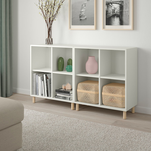 EKET Cabinet combination with legs, white, wood, 140x35x80 cm