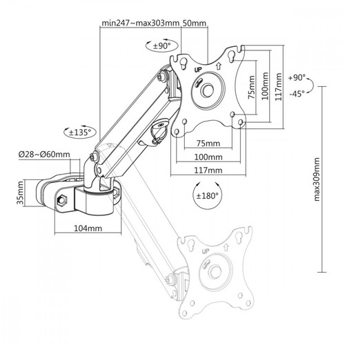 Maclean Monitor Holder Pole Mount Arm 17-27" MC-459