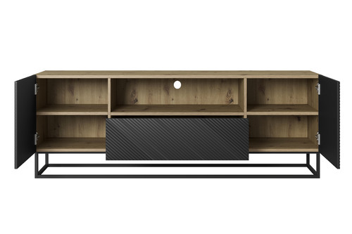 TV Cabinet Asha 167 cm, metal legs, artisan/matt black