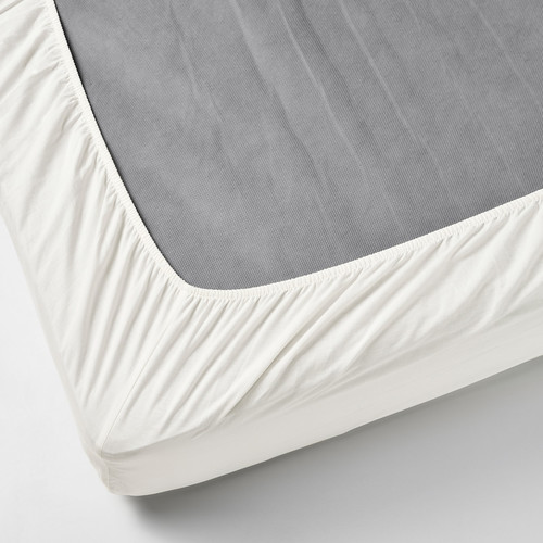 BALSAMPOPPEL Fitted sheet, white, 160x200 cm