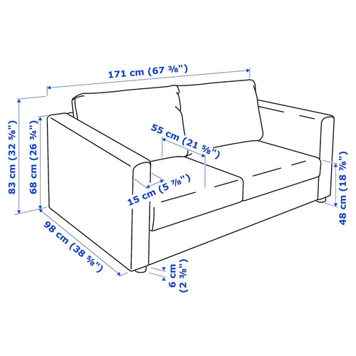 VIMLE 2-seat sofa, Saxemara black-blue