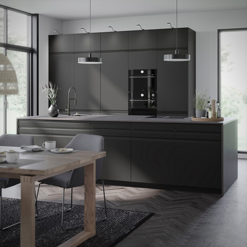 METOD High cabinet for fridge w 2 doors, black/Upplöv matt anthracite, 60x60x200 cm