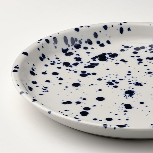 SILVERSIDA Serving plate, patterned/blue, 34 cm