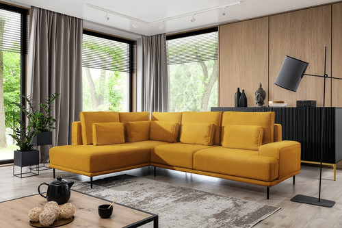 Corner Sofa-Bed Left Nicole L Salvador 10/black legs, mustard