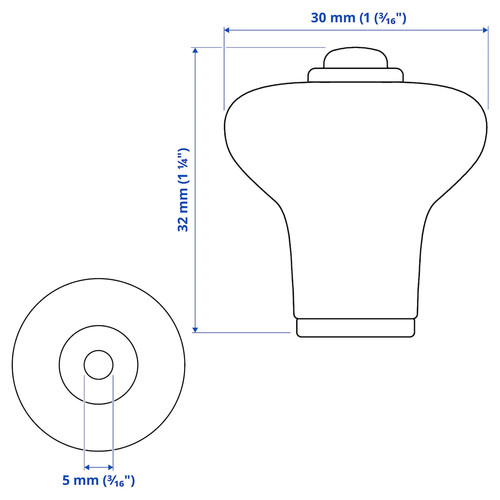 KLINGSTORP Knob, off-white/chrome-plated, 30 mm, 2 pack