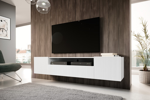 Wall-Mounted TV Cabinet Nicole 200 cm, white/matt white