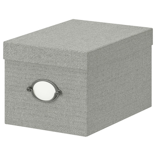 KVARNVIK Storage box with lid, grey, 18x25x15 cm