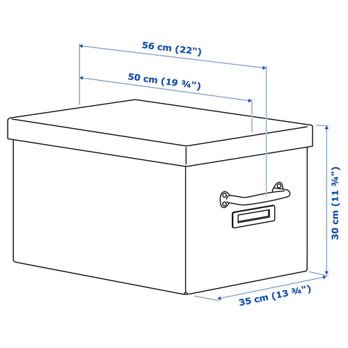 TJOG Storage box with lid, dark grey, 35x56x30 cm