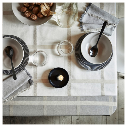 NISSÖGA Tablecloth, grey, 145x240 cm