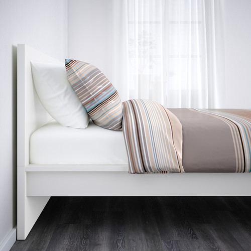 MALM Bed frame, high, white, Lönset, 90x200 cm