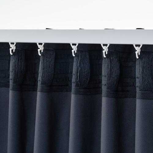 SANELA Room darkening curtains, 1 pair, dark blue, 140x300 cm