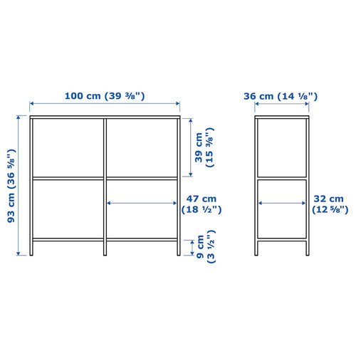 VITTSJÖ Shelving unit, black-brown, glass, 100x93 cm