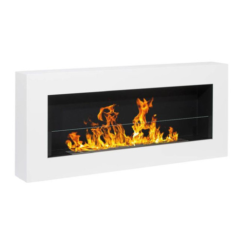 Wall-mounted Biofireplace Box with Glass 900 x 400 mm, white