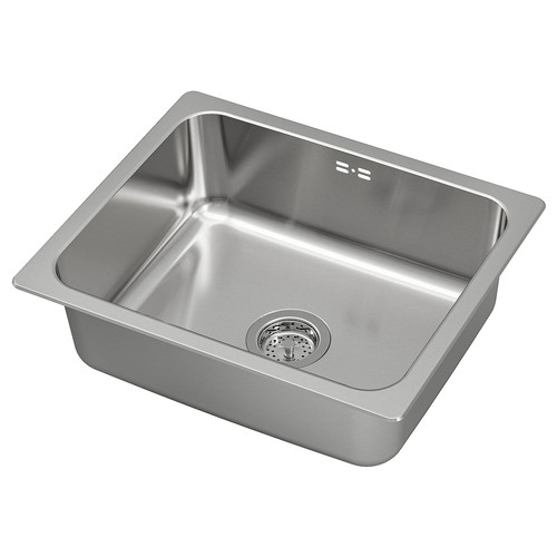 HILLESJÖN Inset sink, 1 bowl, stainless steel, 56x46 cm