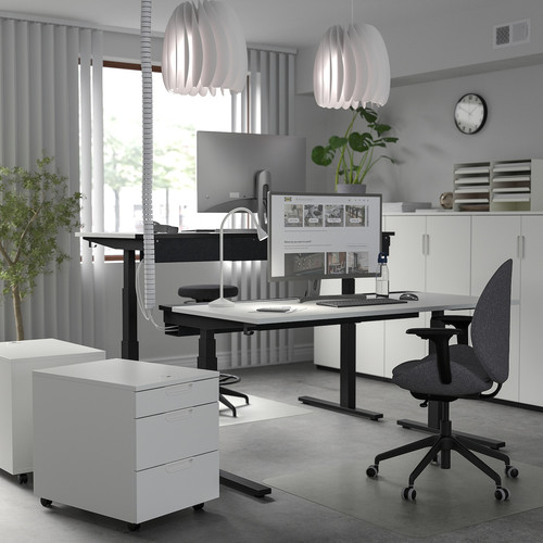 MITTZON Desk sit/stand, electric white/black, 160x80 cm