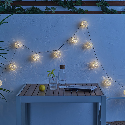 SOLVINDEN LED lighting chain with 12 lights, battery-operated/white