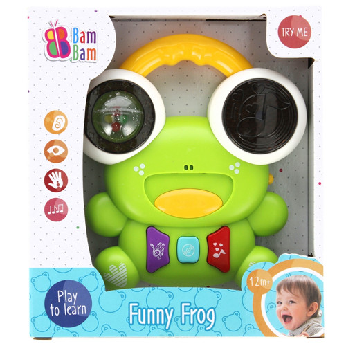 Bam Bam Musical Toy Funny Frog, assorted colours, 12m+