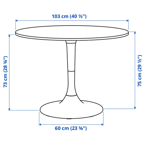 DOCKSTA / TOBIAS Table and 4 chairs, white white/transparent chrome-plated, 103 cm