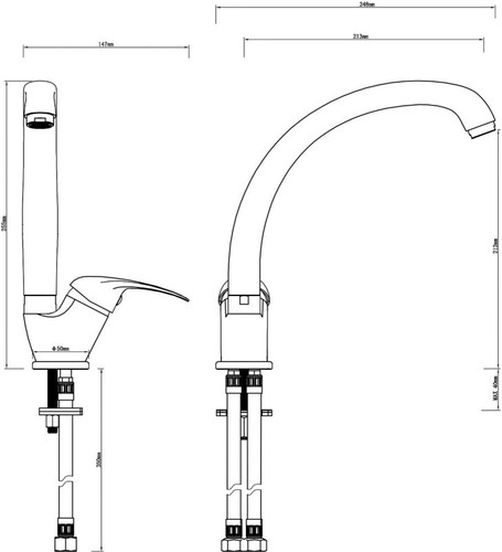 Cooke&Lewis Kitchen Top Side Lever Tap Dora, chrome