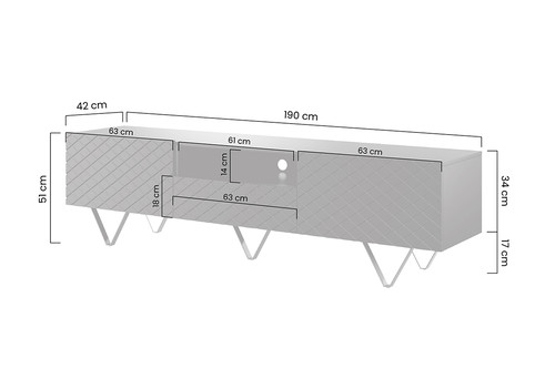 TV Cabinet Scalia, matt white/black legs