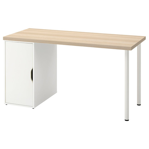 LAGKAPTEN / ALEX Desk, white stained/oak effect white, 140x60 cm