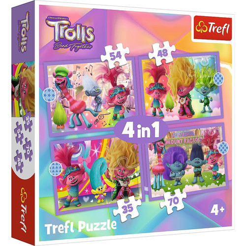 Trefl Children's Puzzle Trolls 4in1 4+