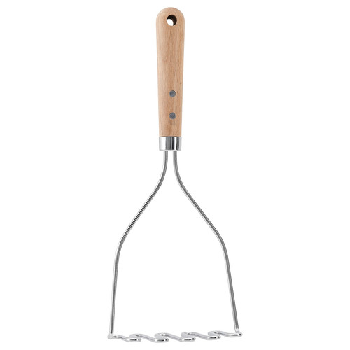 VARDAGEN Potato masher, stainless steel/beech, 30 cm