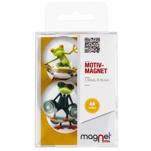 Glass Motiv Magnet 3.5cm 2pcs Frogs Comic