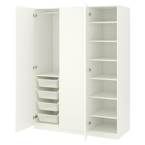 PAX Wardrobe, white, Forsand white, 150x60x201 cm