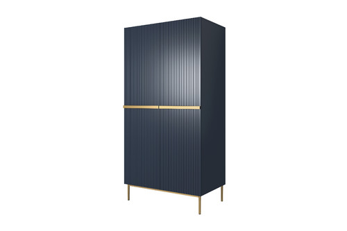 Wardrobe Nicole 100 cm, dark blue, gold legs