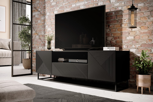 TV Cabinet Asha 167 cm, metal legs, matt black