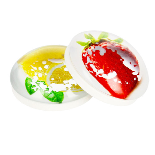 Glass Motiv Magnet 3.5cm 2pcs Lemon/Strawberry