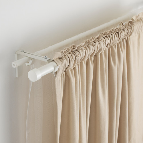 HUGAD Curtain rod, white, 120-210 cm
