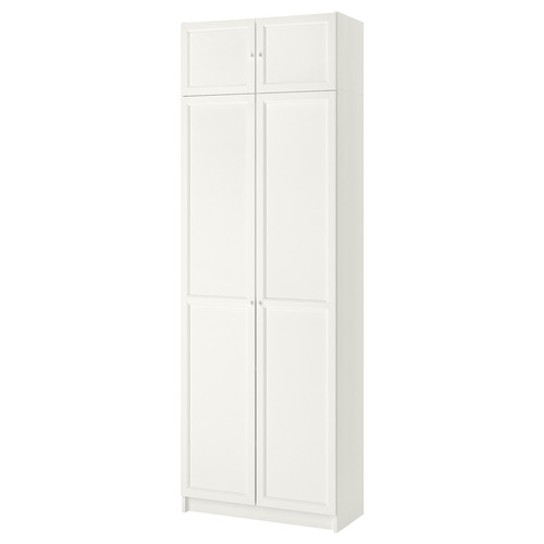 BILLY / OXBERG Bookcase w height extension ut/drs, white, 80x42x237 cm