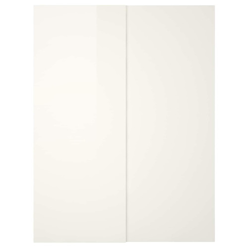 HASVIK Pair of sliding doors, high-gloss white, 150x236 cm