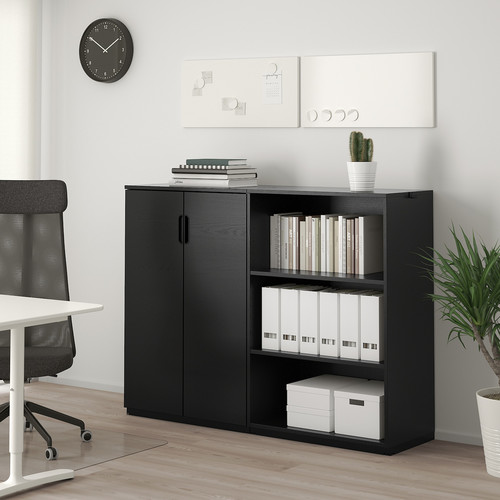 GALANT Storage combination, black stained ash veneer, 160x120 cm