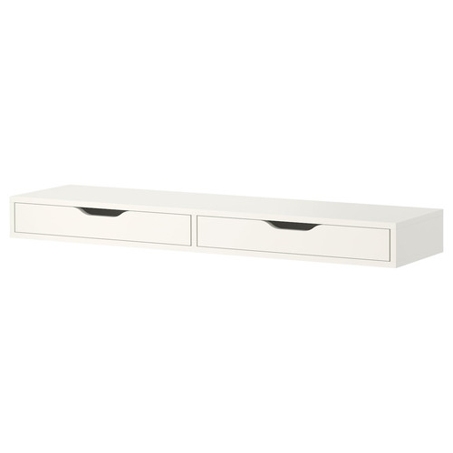 EKBY ALEX Shelf with drawers, white, 119x29 cm