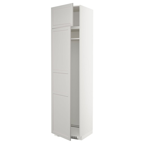 METOD Hi cab f fridge or freezer w 2 drs, white/Lerhyttan light grey, 60x60x240 cm