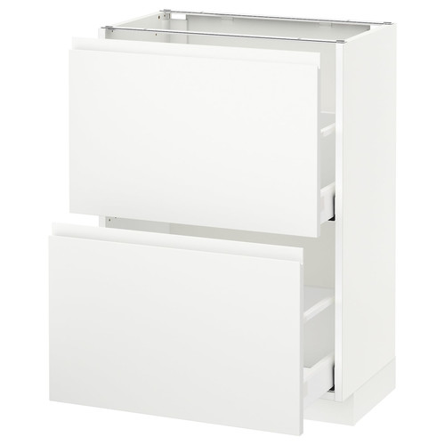 METOD / MAXIMERA Base cabinet with 2 drawers, white, Voxtorp matt white white, 60x37 cm