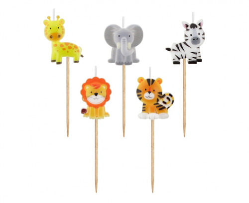 Birthday Picks Candles Animals 5pcs