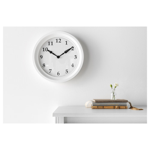 SÖNDRUM Wall clock, low-voltage/white, 35 cm