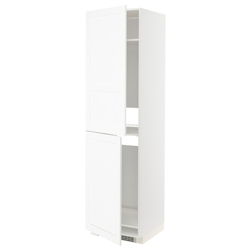 METOD High cabinet for fridge/freezer, white Enköping/white wood effect, 60x60x220 cm