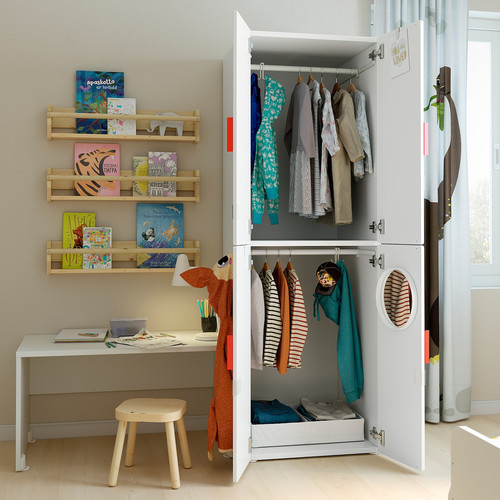 SMÅSTAD / PLATSA Wardrobe, white white/with 2 clothes rails, 60x57x181 cm