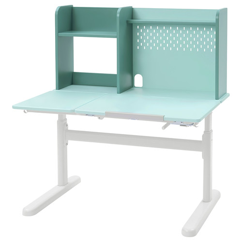 BERGLÄRKA Desk top and shelf, turquoise, 100x70 cm