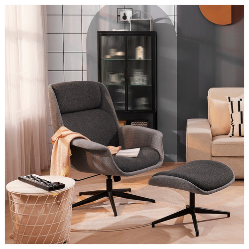 ÄLEBY Swivel armchair, Gunnared medium grey/dark grey