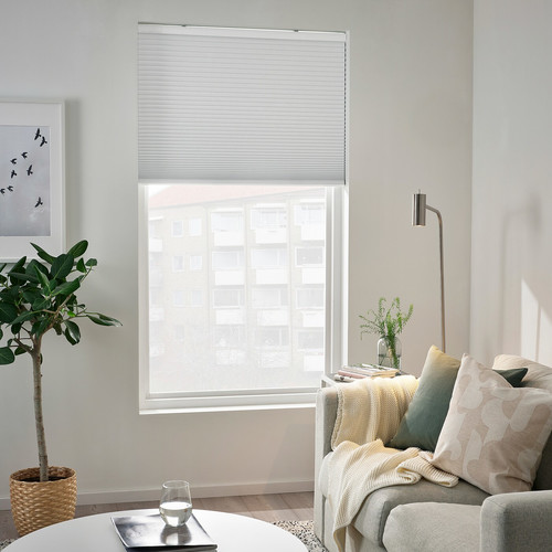 TREDANSEN Block-out cellular blind, wireless/battery-operated white, 140x195 cm