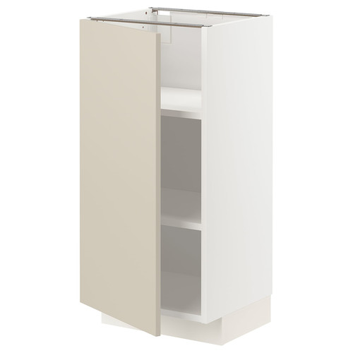 METOD Base cabinet with shelves, white/Havstorp beige, 40x37 cm