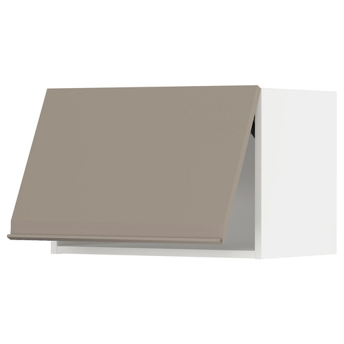 METOD Wall cabinet horizontal w push-open, white/Upplöv matt dark beige, 60x40 cm