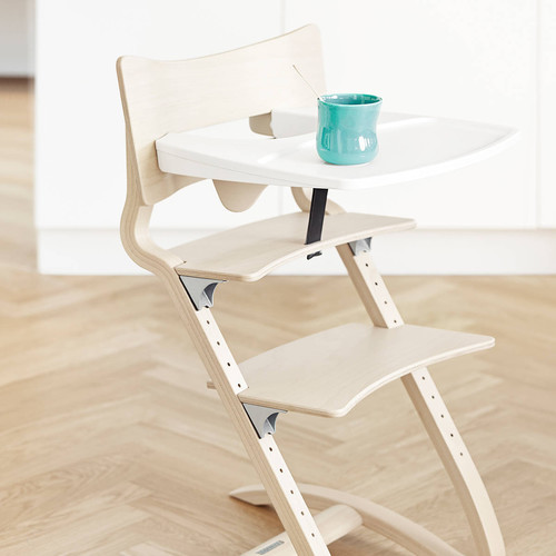 LEANDER CLASSIC™ High Chair Set White with Safty Bar, Tray with Dark Blue Cushion